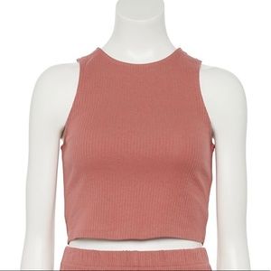 Juniors' Live To Be Spoiled Ribbed High Neck Tank Top